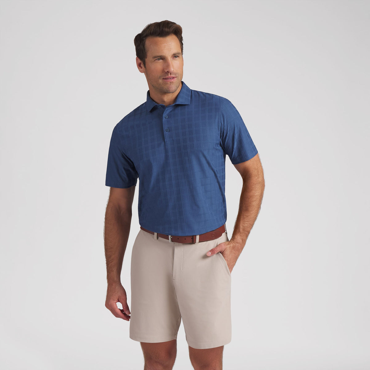 MATTR Plaid BN Golf Polo