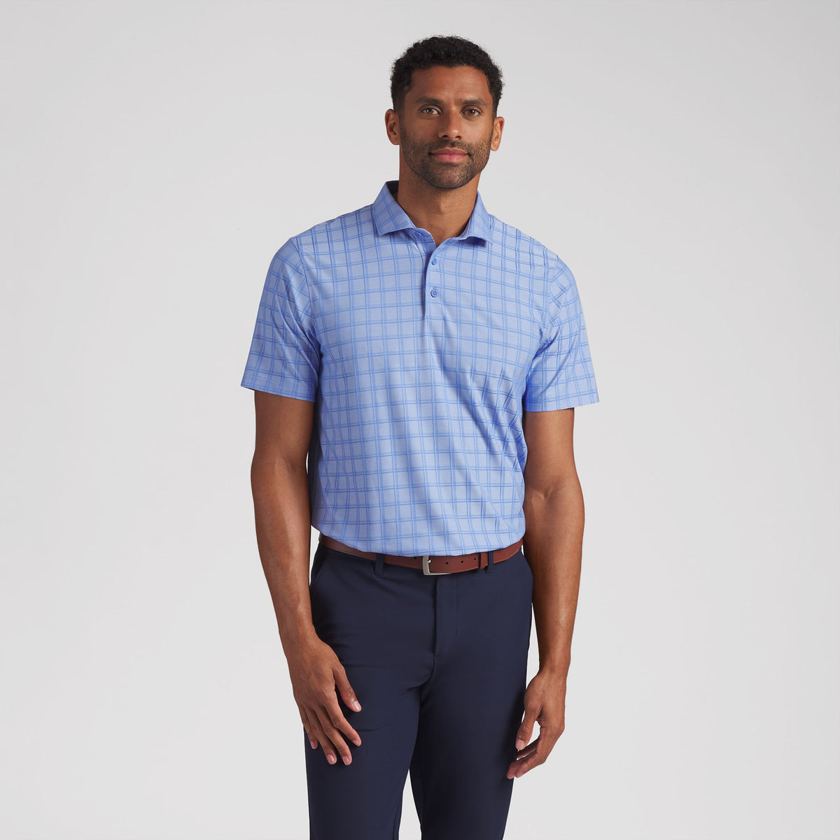 MATTR Plaid BN Golf Polo