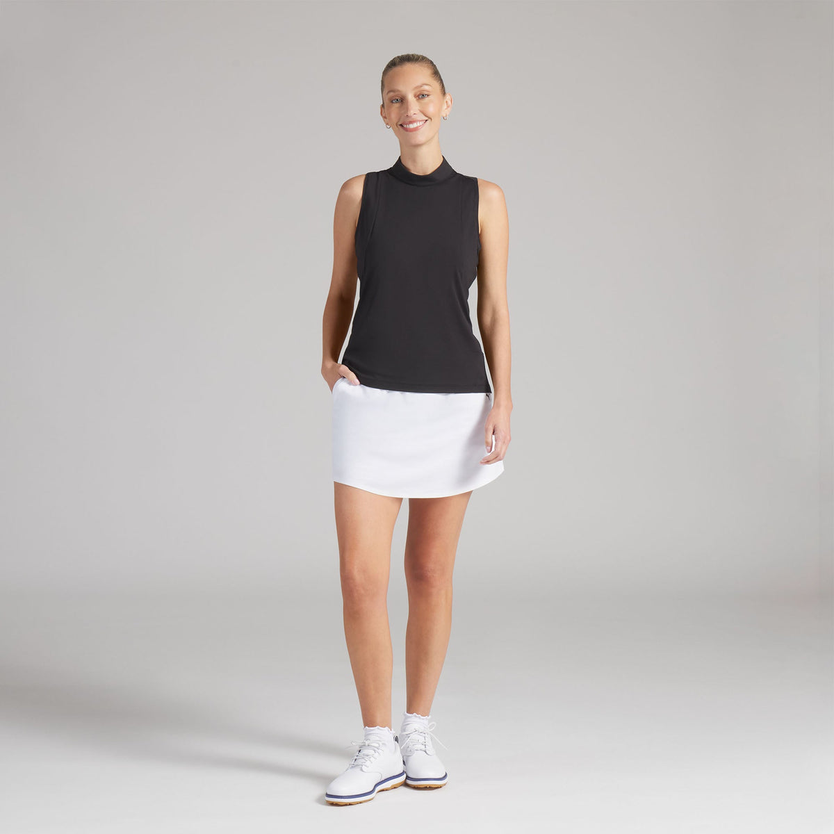 Women's Nylon Sport Sleeveless Mockneck Golf Polo