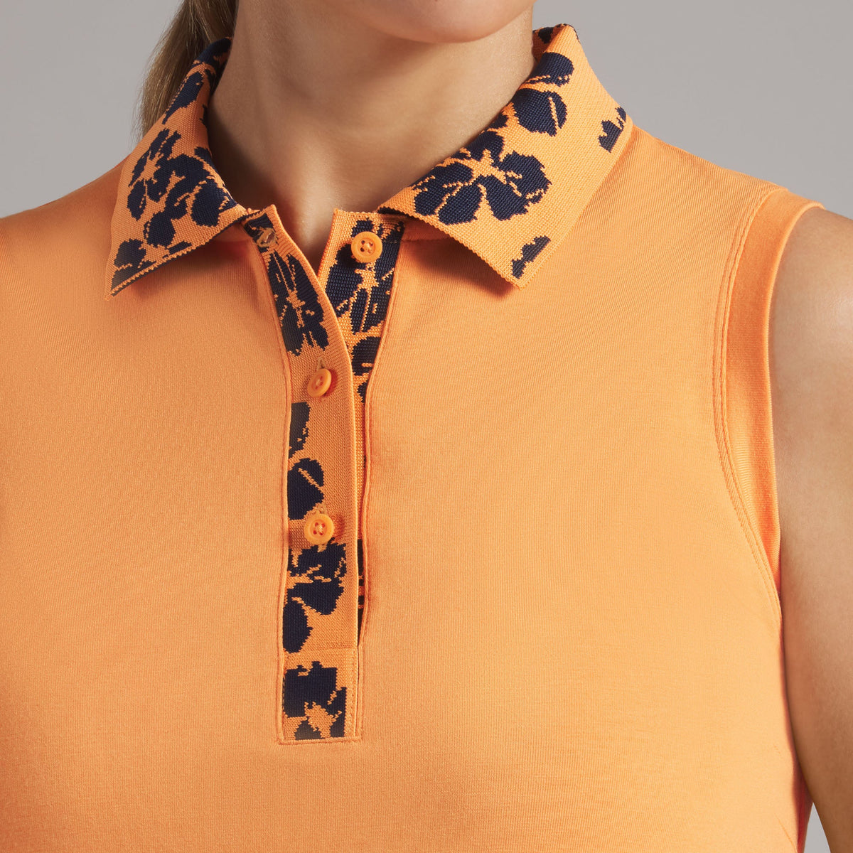 Women's Modalon Floral Rib Sleeveless Golf Polo