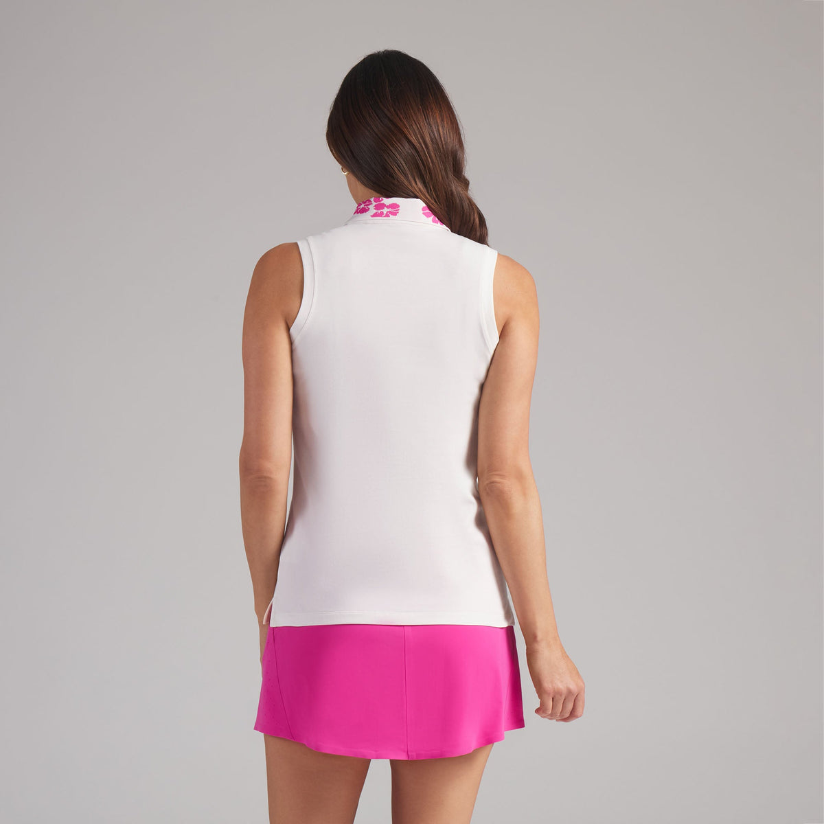 Women's Modalon Floral Rib Sleeveless Golf Polo