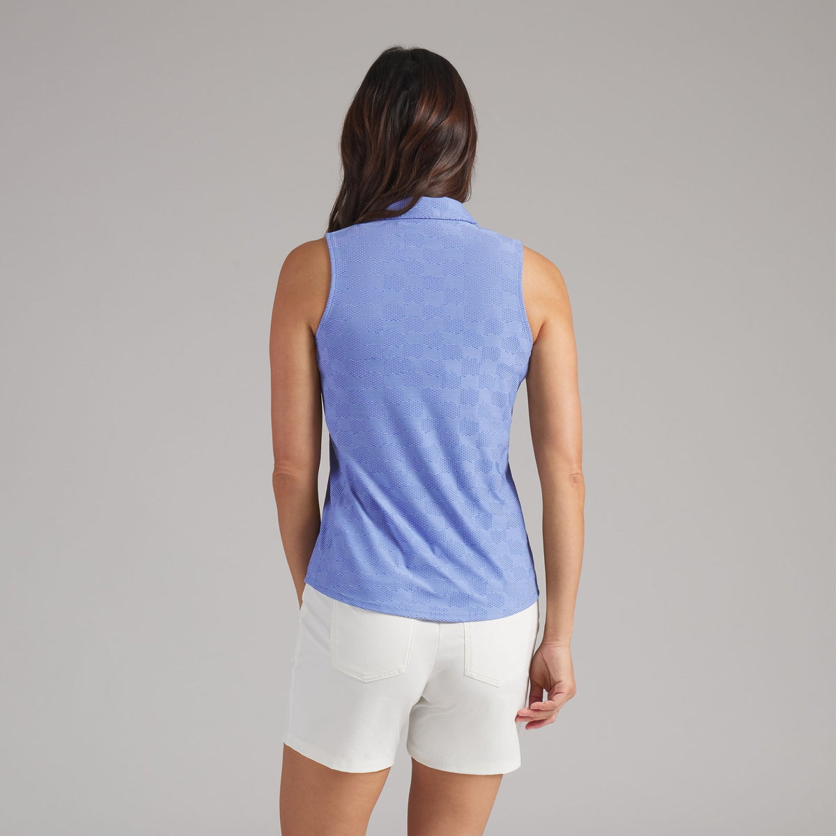 Women's Check Jacquard Sleeveless Golf Polo