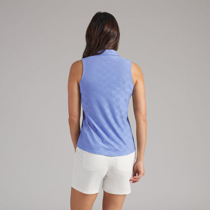 Women's Check Jacquard Sleeveless Golf Polo