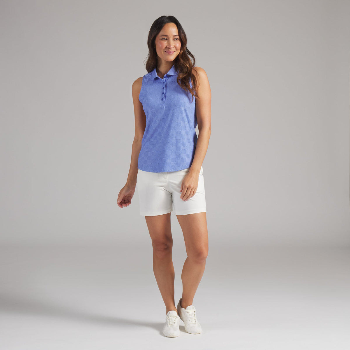 Women's Check Jacquard Sleeveless Golf Polo