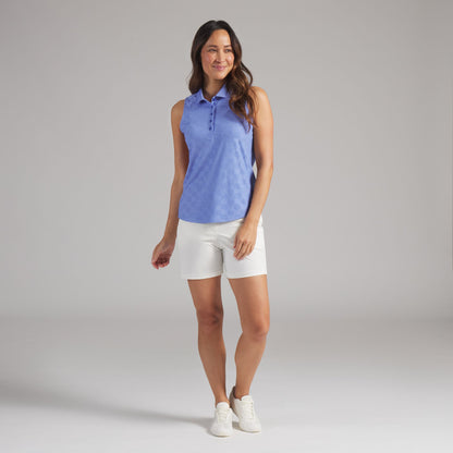 Women's Check Jacquard Sleeveless Golf Polo
