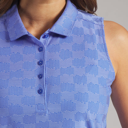 Women's Check Jacquard Sleeveless Golf Polo