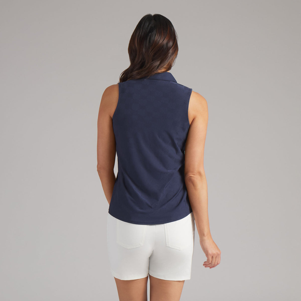 Women's Check Jacquard Sleeveless Golf Polo