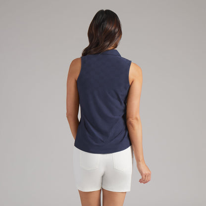 Women's Check Jacquard Sleeveless Golf Polo