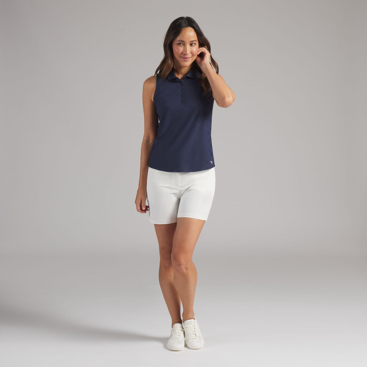 Women's Check Jacquard Sleeveless Golf Polo