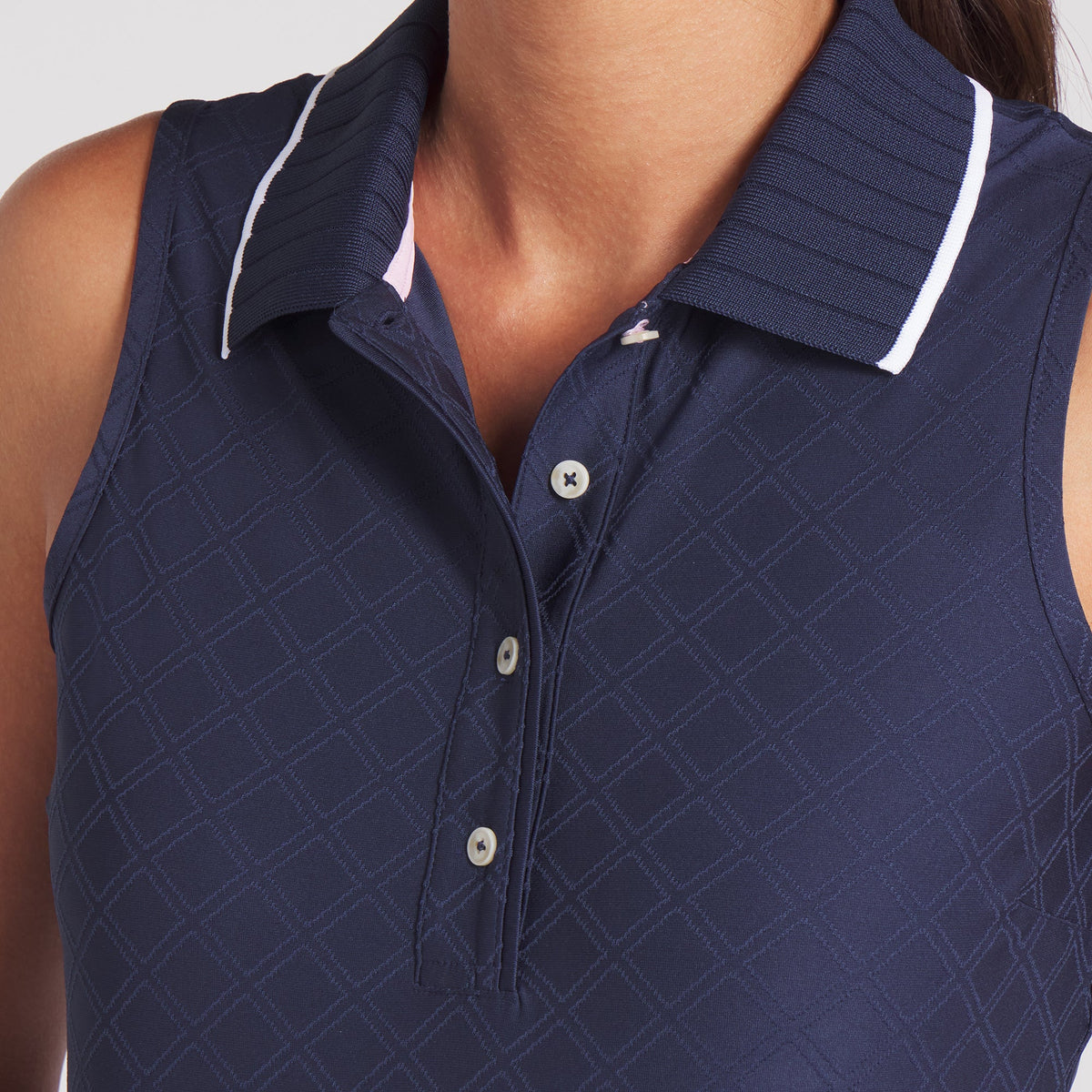 Women's AP Jacquard Sleeveless Golf Polo