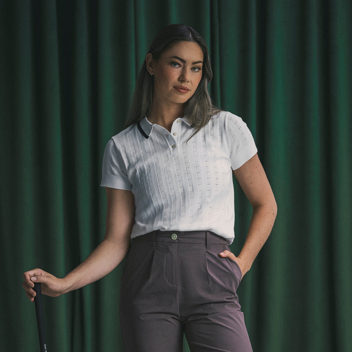 Women's AP Pointelle Golf Polo