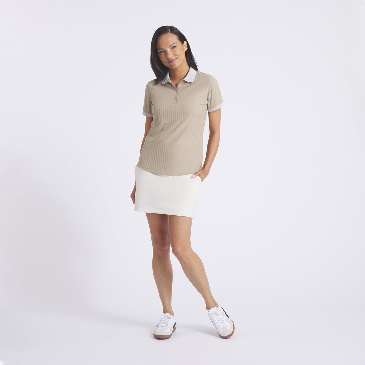 Women's MATTR Stripe Jacquard Golf Polo